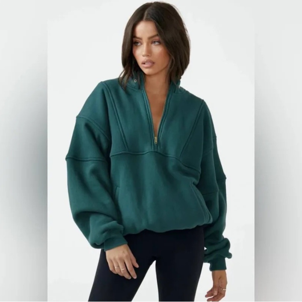 Joah Brown Teal Quarter-Zip Sweatshirt